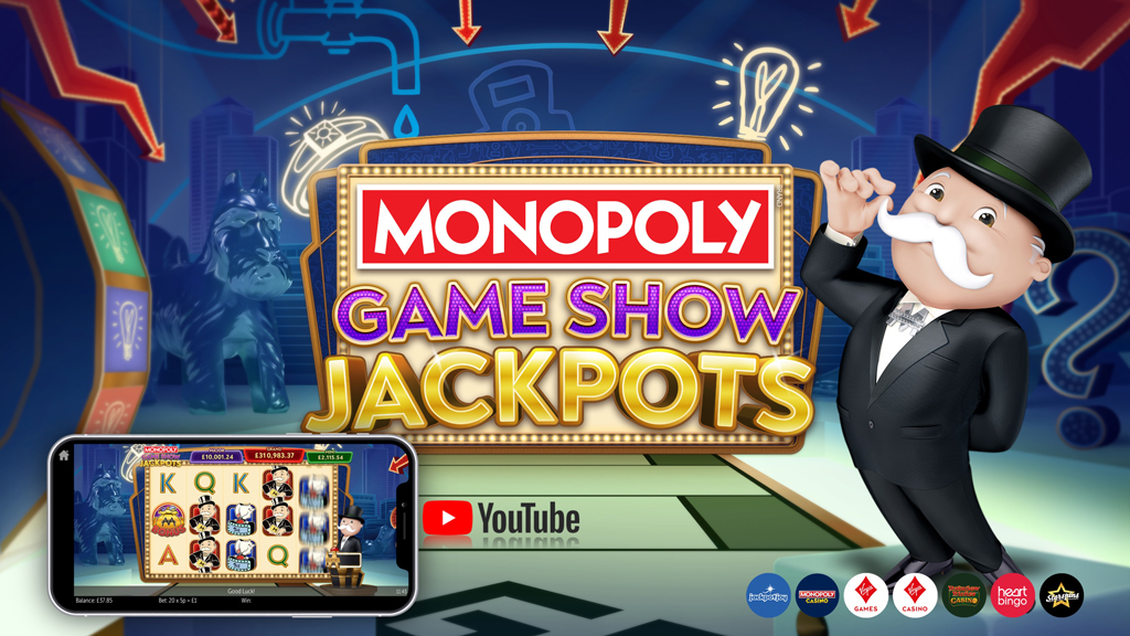 MONOPOLY Gameshow Jackpots. Features Stacked Wilds, Free Spins and that huge Progressive Jackpot